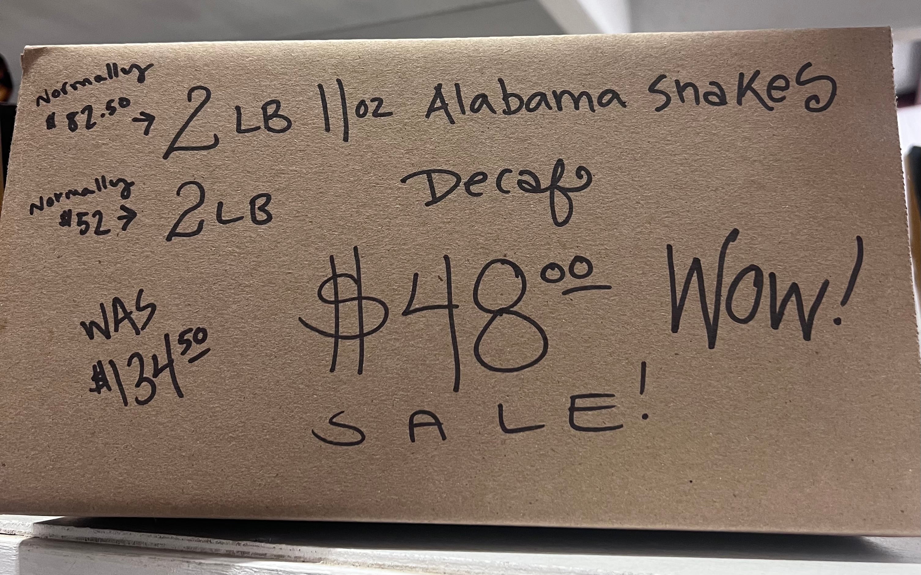SALE! SNAKES & DECAF BULK WHOLE BEAN